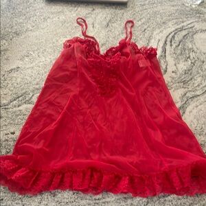 Red Lace Trim Chemise l Medium